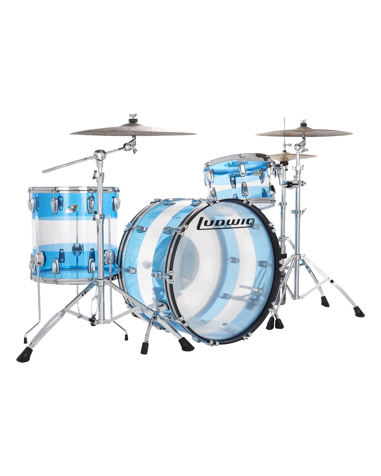 L94433LXE9WC_Ludwig_Vistalite_Pro Beat_Blue Clear_A without snare Ludwig Vistalite L94433LXE9WC - Image 1