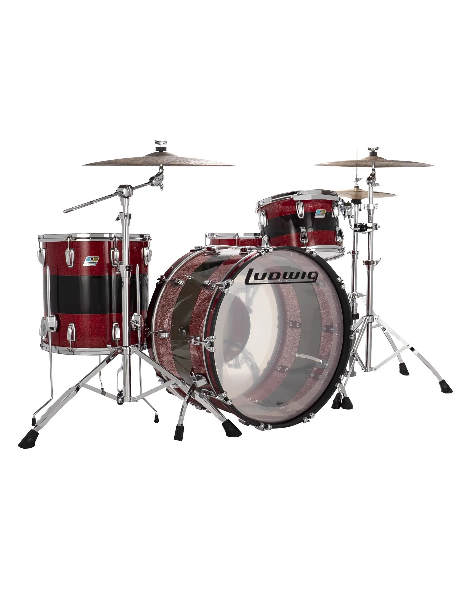 L94433LXK1WC_Ludwig_Vistalite_Pro Beat_Red Sparkle Smoke Clear_A Ludwig Vistalite L94433LXK1WC - Image 1