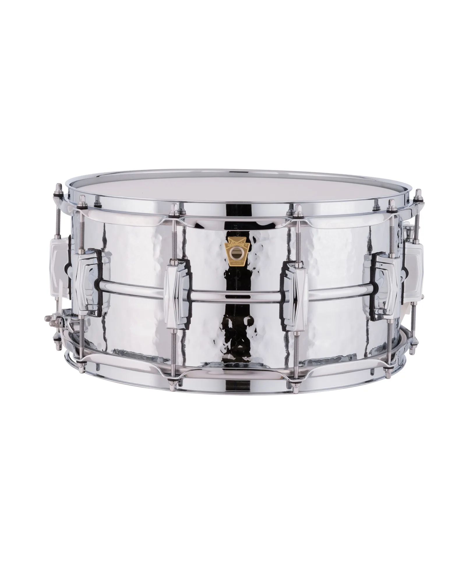 Supraphonic Chrome Plated Aluminum Snare. 6.5x14" Hammered Shell, Imperial Lugs Ludwig Snare Drum LM402K - Image 1