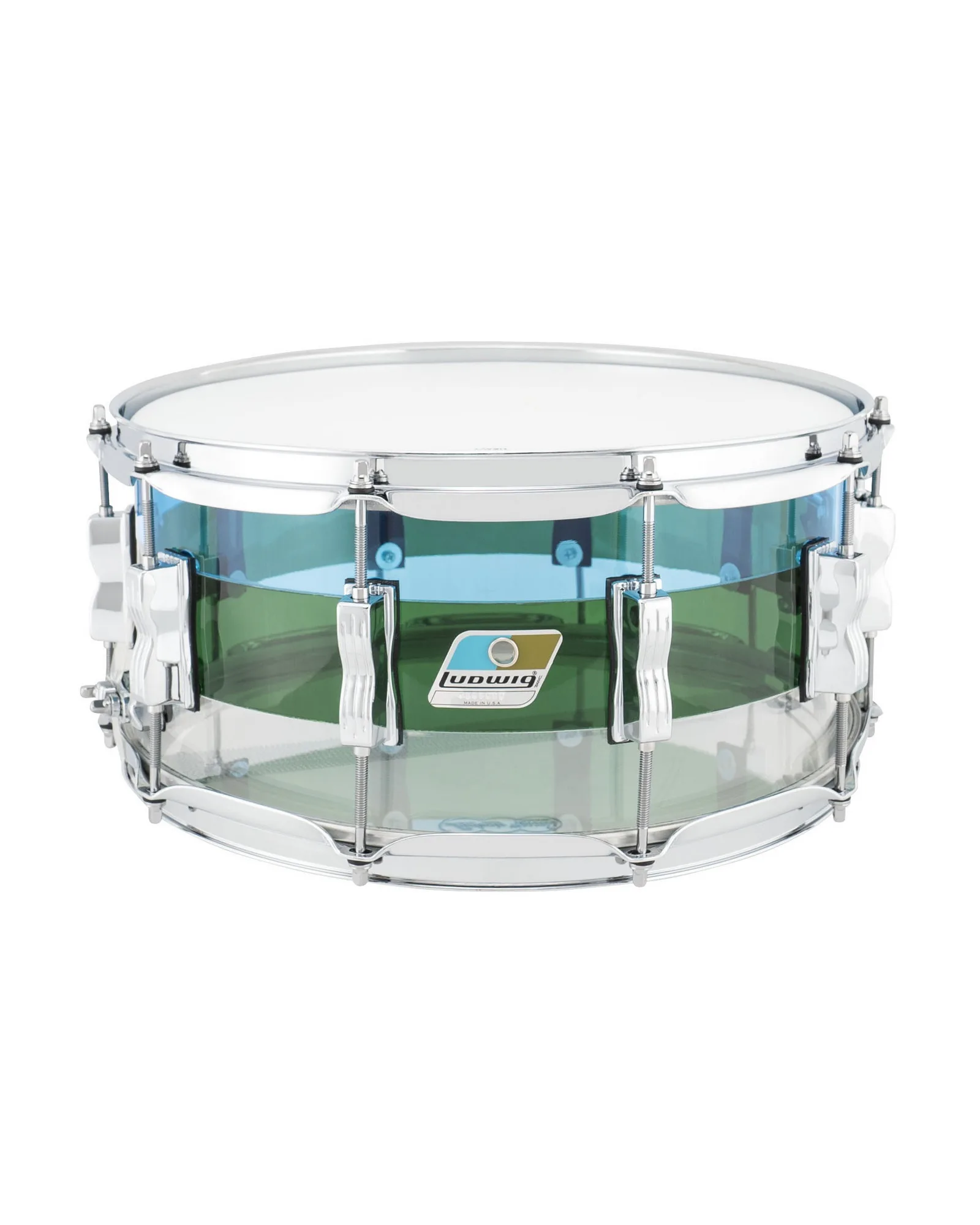 LS903VXXE2_Ludwig_Vistalite_6.5x14 Snare Drum_Blue Green Clear_A.psd Ludwig Snare Drum LS903VXXE2 Vistalite - Image 1