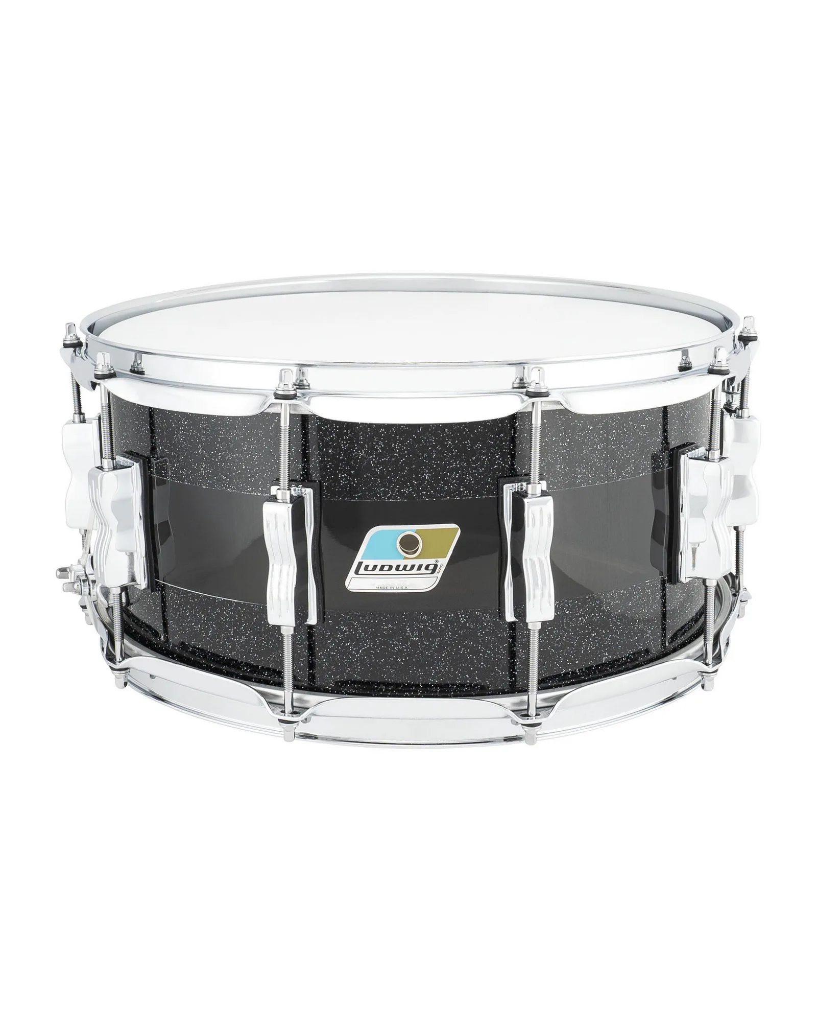 LS903VXXE3_Ludwig_Vistalite_Black sparkle Smoke clear Black sparkle_6.5x14 Snare drum_A.psd Ludwig Snare Drum LS903VXXE3 Vistalite - Image 1