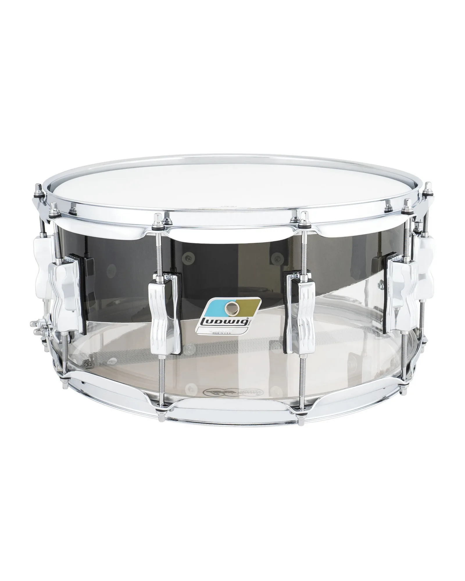 LS903VXXE7_Ludwig_Vistalite_Smoke Clear_6.5x14 Snare Drum_A.psd Ludwig Snare Drum LS903VXXE7 Vistalite - Image 1