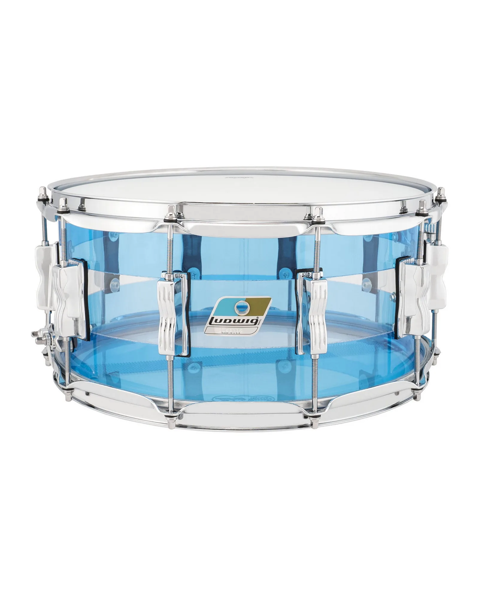 LS903VXXE9_Ludwig_Vistalite_6.5x14 Snare Drum_Blue Clear_A Ludwig Snare Drum LS903VXXE9 Blue Vistalite - Image 1